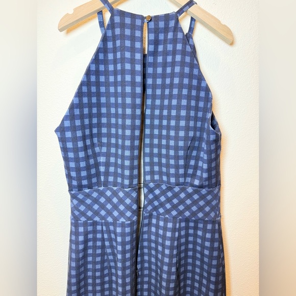 Banana Republic Petite Women’s Blue Checkered Gingham Midi Halter Dress Size 0 - Picture 6 of 15